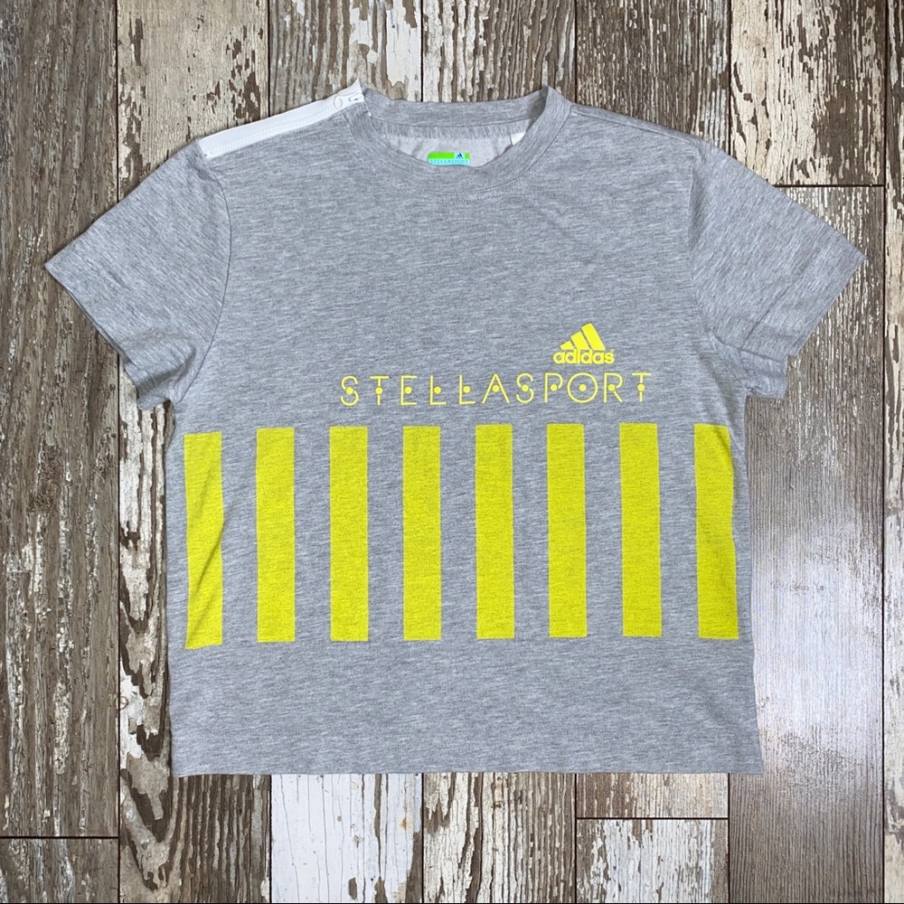 Adidas StellaSport Graphic Zipper Crop Tee Shirt Women’s Small Stella McCartney